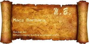 Macz Barbara névjegykártya